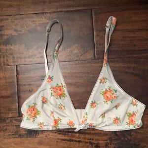 Aerie Unlined Gray Floral Bralette SM